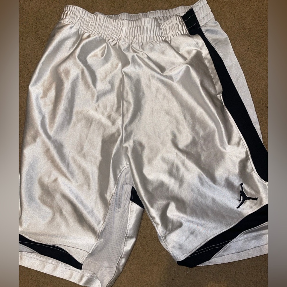 Jordan Men's Athletic Shorts in White with Black Trim